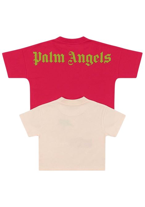 Set T-shirt bambina in cotone PALM ANGELS | PG2B001S23JER/DELROSA/FUCSIA